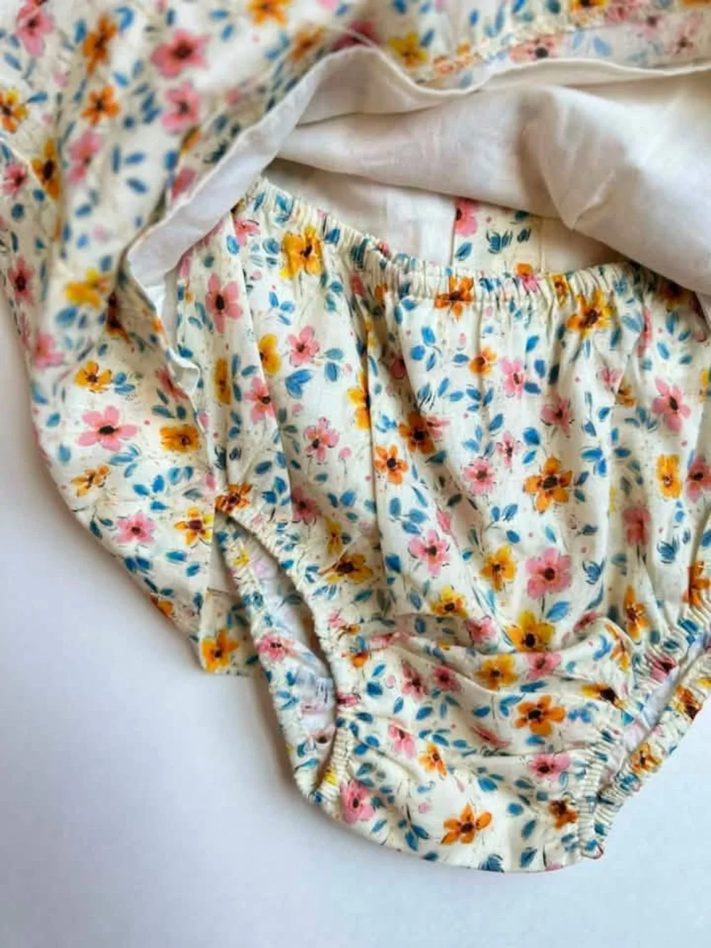 Zara Floral dress with bloomers Matching Set - Cream, Yellow, Pink, Blue